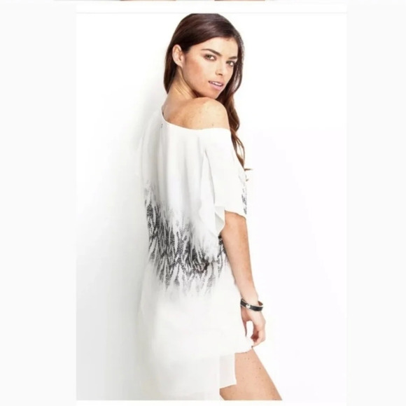 Guess Layered Sheer Lizard Top Loose Indie Sleeze Oversized Coastal Y2K S - Picture 2 of 8